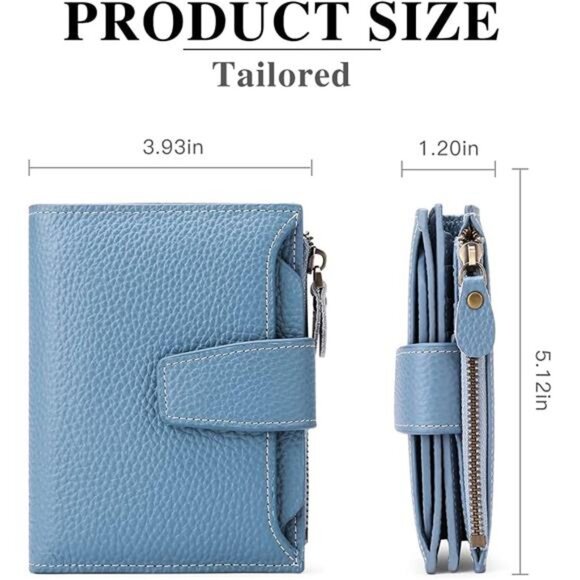 Small Wallet for Women Genuine Leather Bifold Compact RFID Blocking - Picture 3 of 7